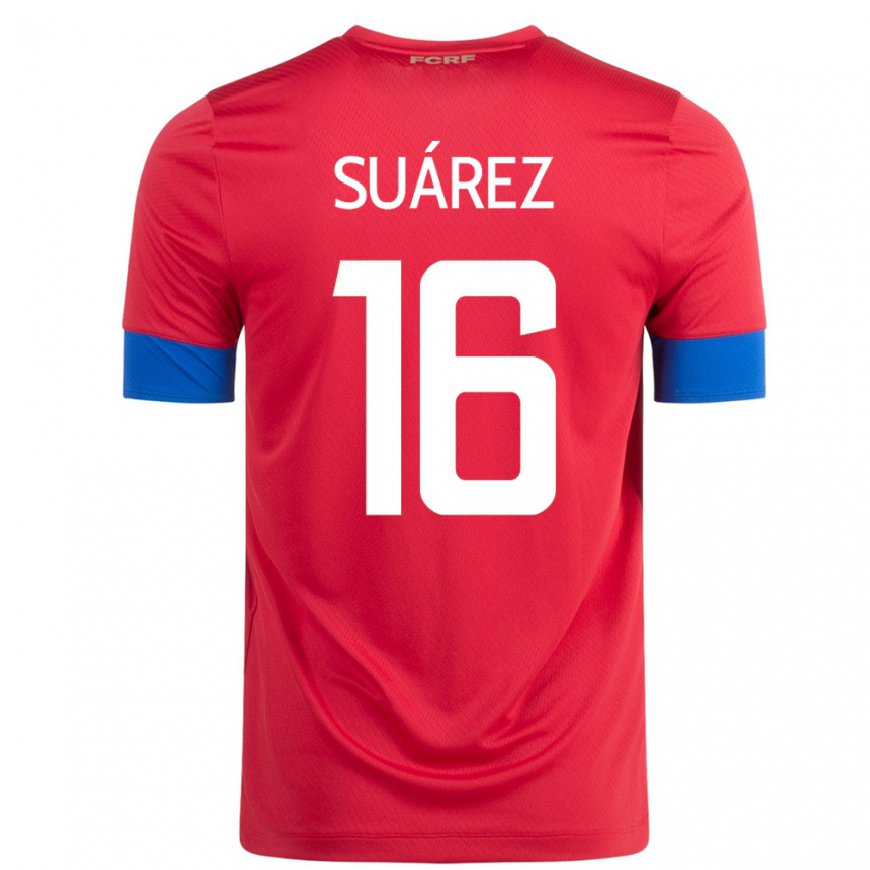 Kandiny Mujer Camiseta Costa Rica Aaron Suarez #16 Rojo 1ª Equipación 22-24 La Camisa Chile