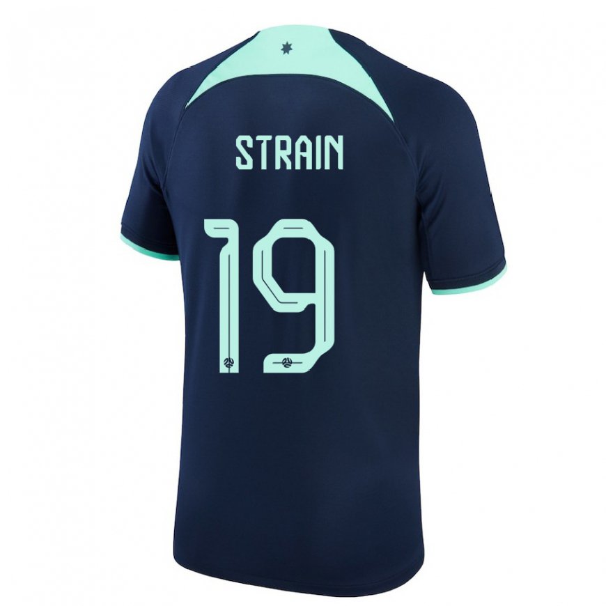 Kandiny Mujer Camiseta Australia Ryan Strain #19 Azul Oscuro 2ª Equipación 22-24 La Camisa Chile