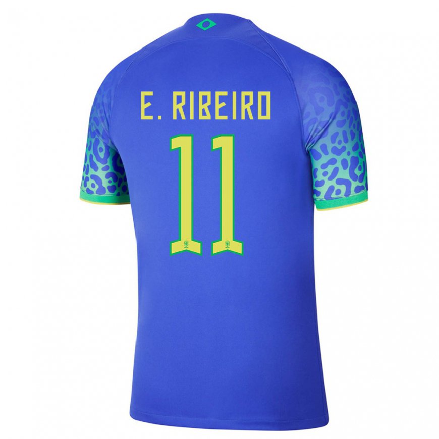 Kandiny Mujer Camiseta Brasil Everton Ribeiro #11 Azul 2ª Equipación 22-24 La Camisa Chile