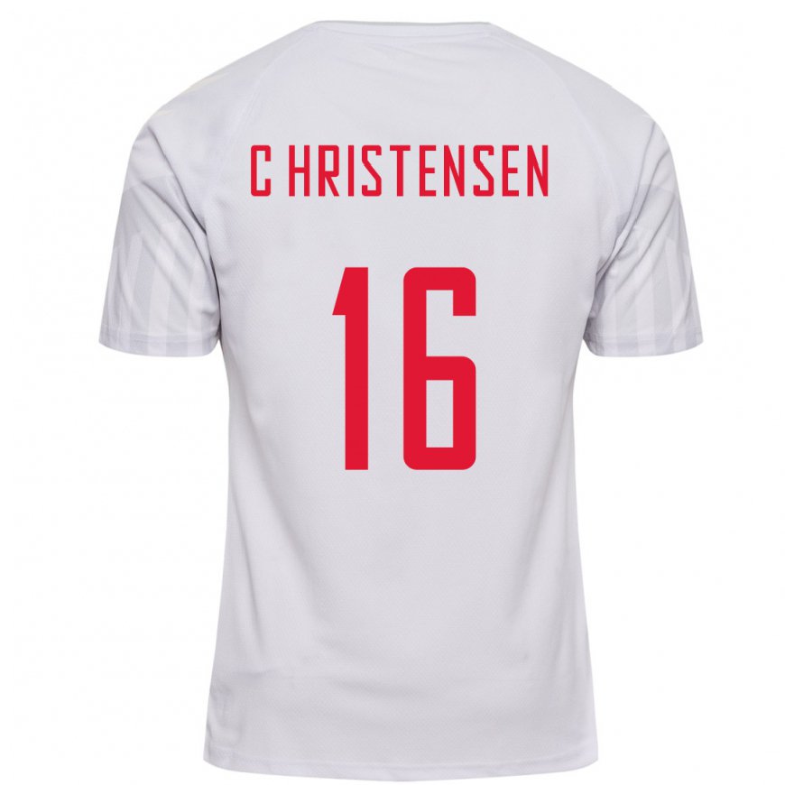 Kandiny Mujer Camiseta Dinamarca Oliver Christensen #16 Blanco 2ª Equipación 22-24 La Camisa Chile