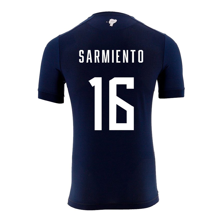 Kandiny Mujer Camiseta Ecuador Jeremy Sarmiento #16 Azul Marino 2ª Equipación 22-24 La Camisa Chile