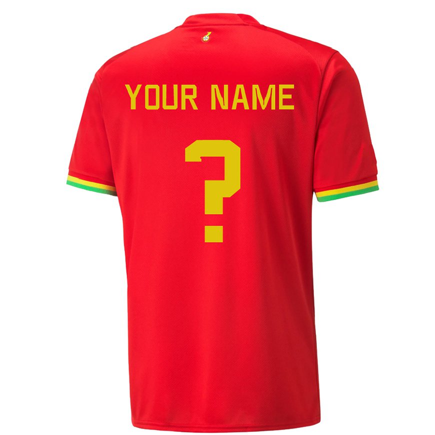 Kandiny Mujer Camiseta Ghana Su Nombre #0 Rojo 2ª Equipación 22-24 La Camisa Chile