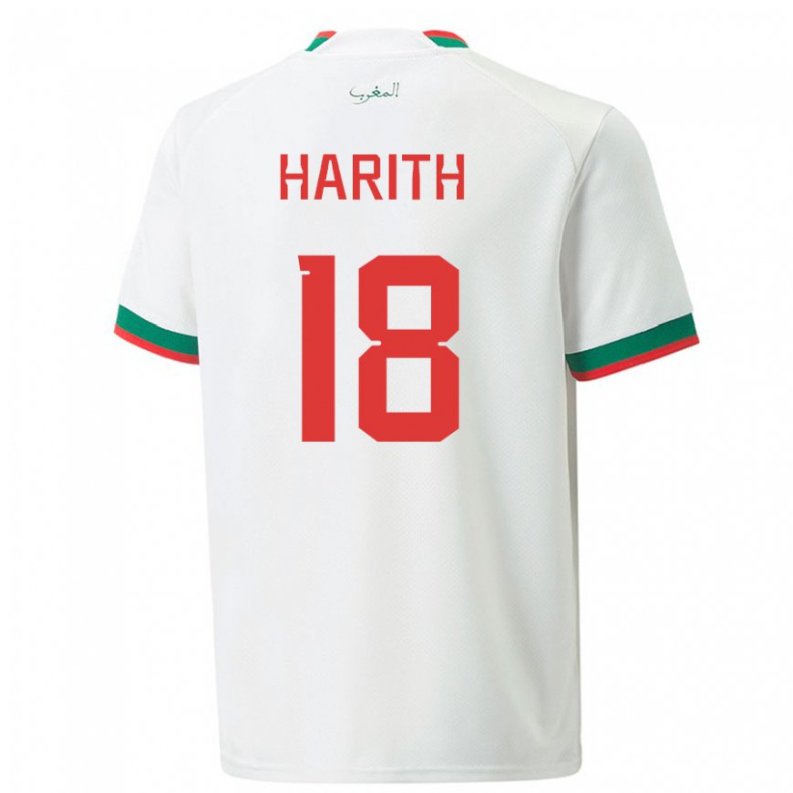 Kandiny Mujer Camiseta Marruecos Amine Harith #18 Blanco 2ª Equipación 22-24 La Camisa Chile