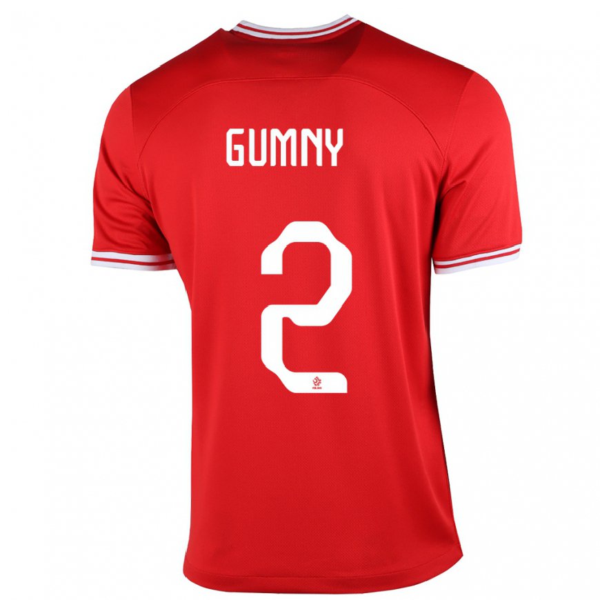 Kandiny Mujer Camiseta Polonia Robert Gumny #2 Rojo 2ª Equipación 22-24 La Camisa Chile