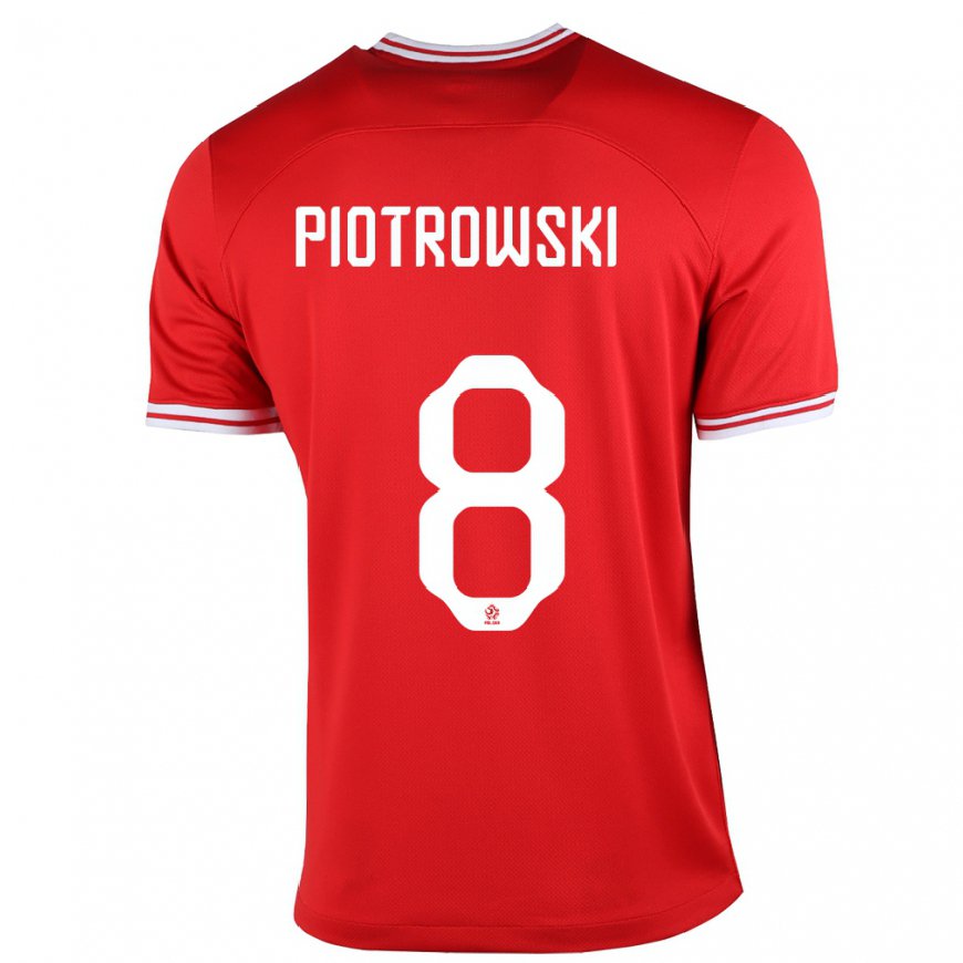 Kandiny Mujer Camiseta Polonia Jakub Piotrowski #8 Rojo 2ª Equipación 22-24 La Camisa Chile