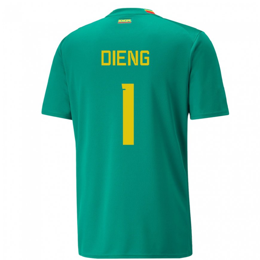 Kandiny Mujer Camiseta Senegal Timothy Dieng #1 Verde 2ª Equipación 22-24 La Camisa Chile
