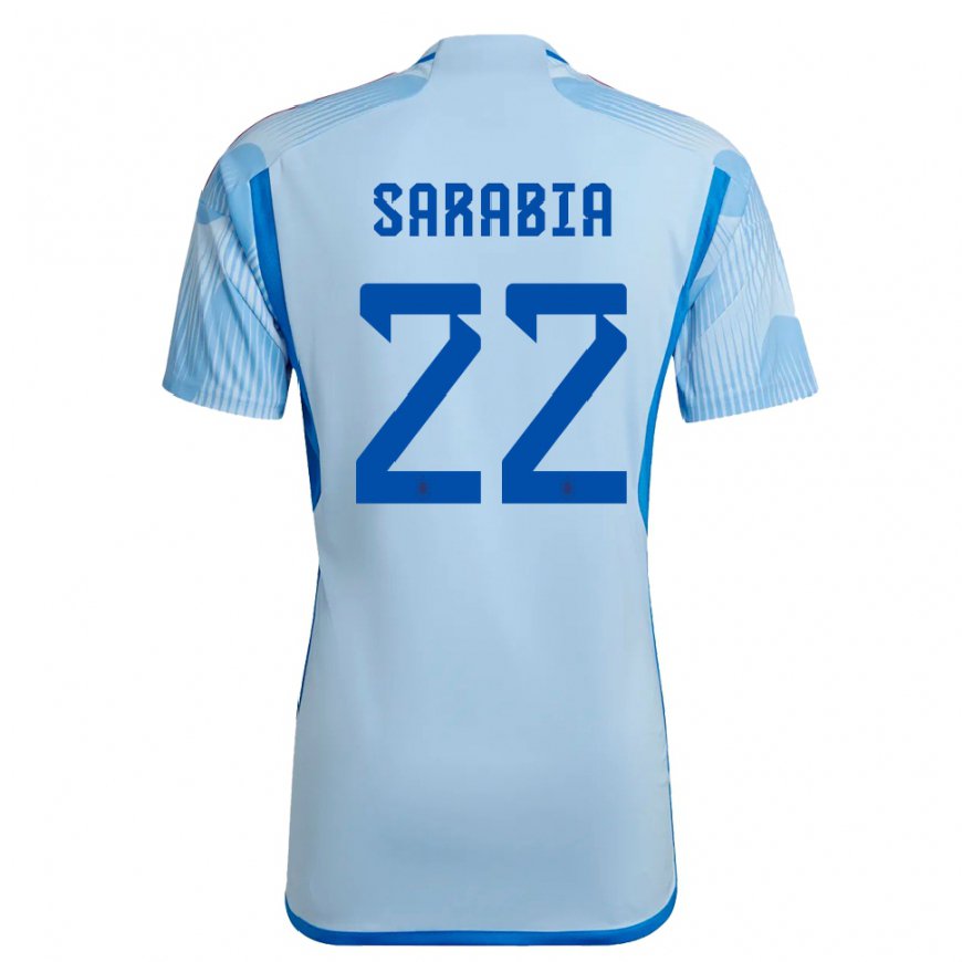 Kandiny Mujer Camiseta España Pablo Sarabia #22 Cielo Azul 2ª Equipación 22-24 La Camisa Chile