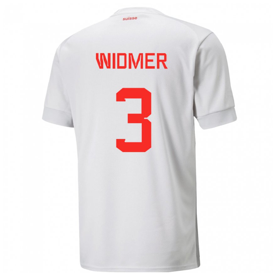 Kandiny Mujer Camiseta Suiza Silvan Widmer #3 Blanco 2ª Equipación 22-24 La Camisa Chile