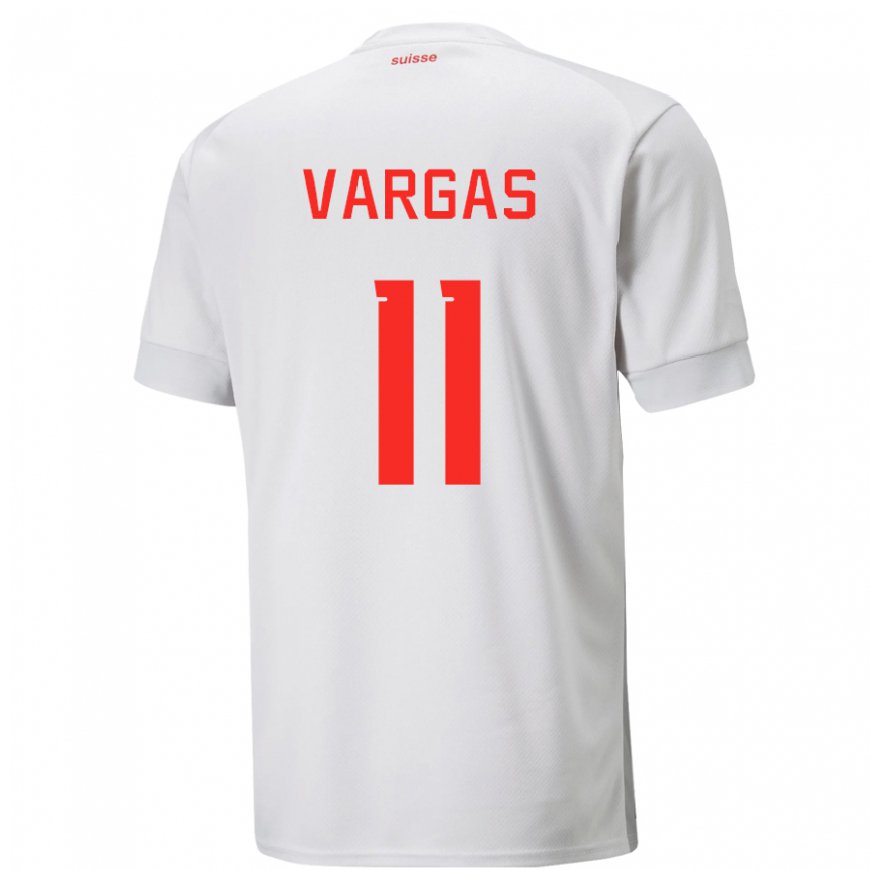 Kandiny Mujer Camiseta Suiza Ruben Vargas #11 Blanco 2ª Equipación 22-24 La Camisa Chile