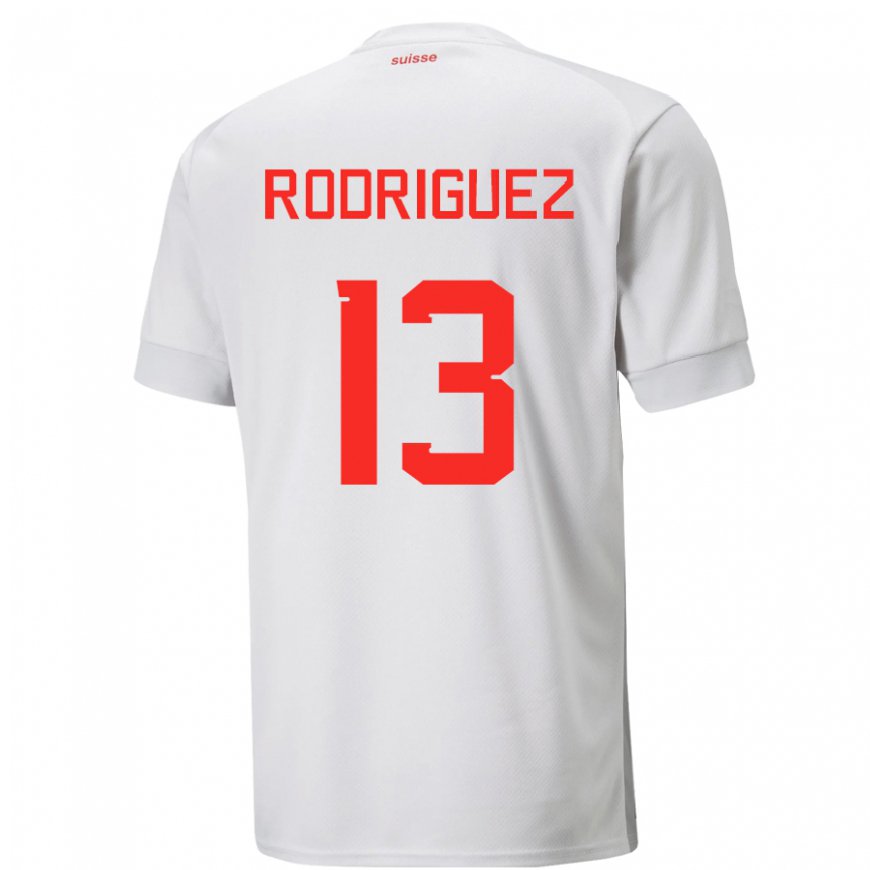 Kandiny Mujer Camiseta Suiza Ricardo Rodriguez #13 Blanco 2ª Equipación 22-24 La Camisa Chile
