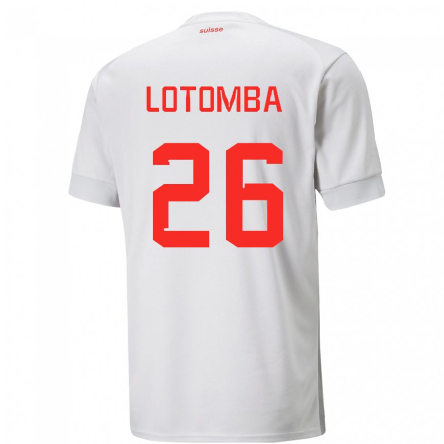 Kandiny Mujer Camiseta Suiza Jordan Lotomba #26 Blanco 2ª Equipación 22-24 La Camisa Chile