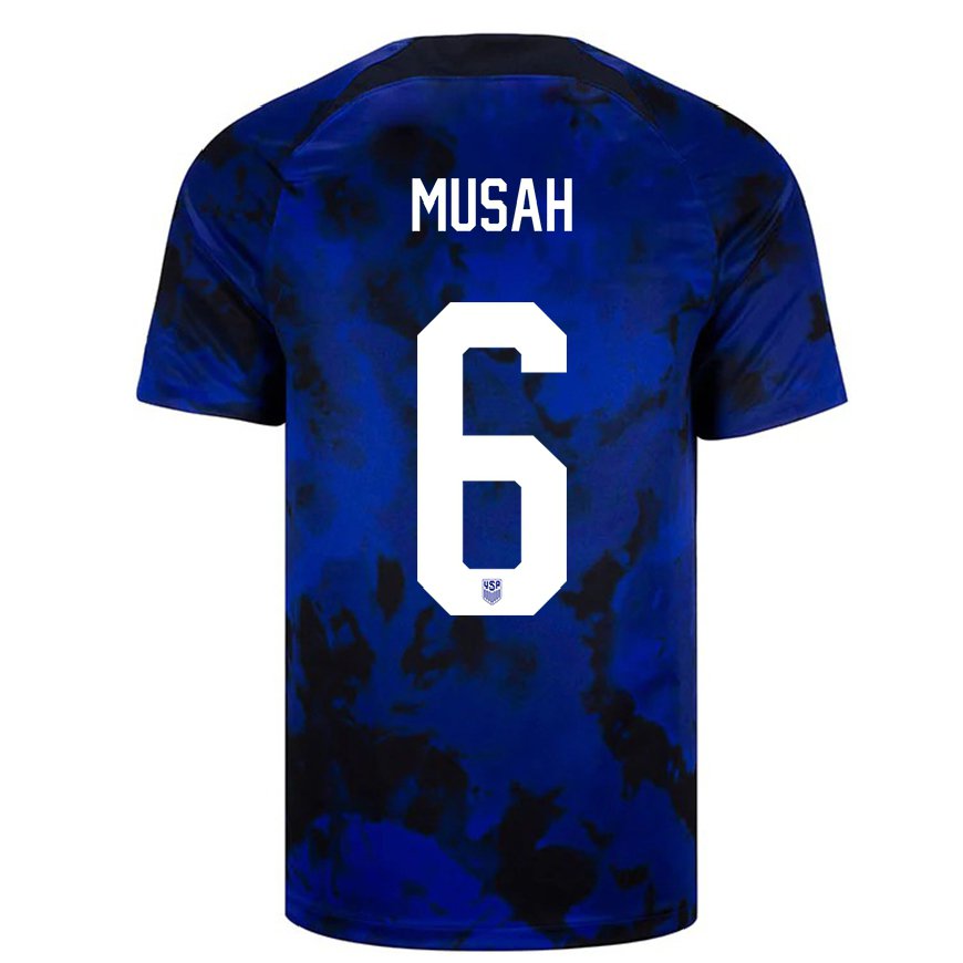 Kandiny Mujer Camiseta Estados Unidos Yunus Musah #6 Azul Real 2ª Equipación 22-24 La Camisa Chile