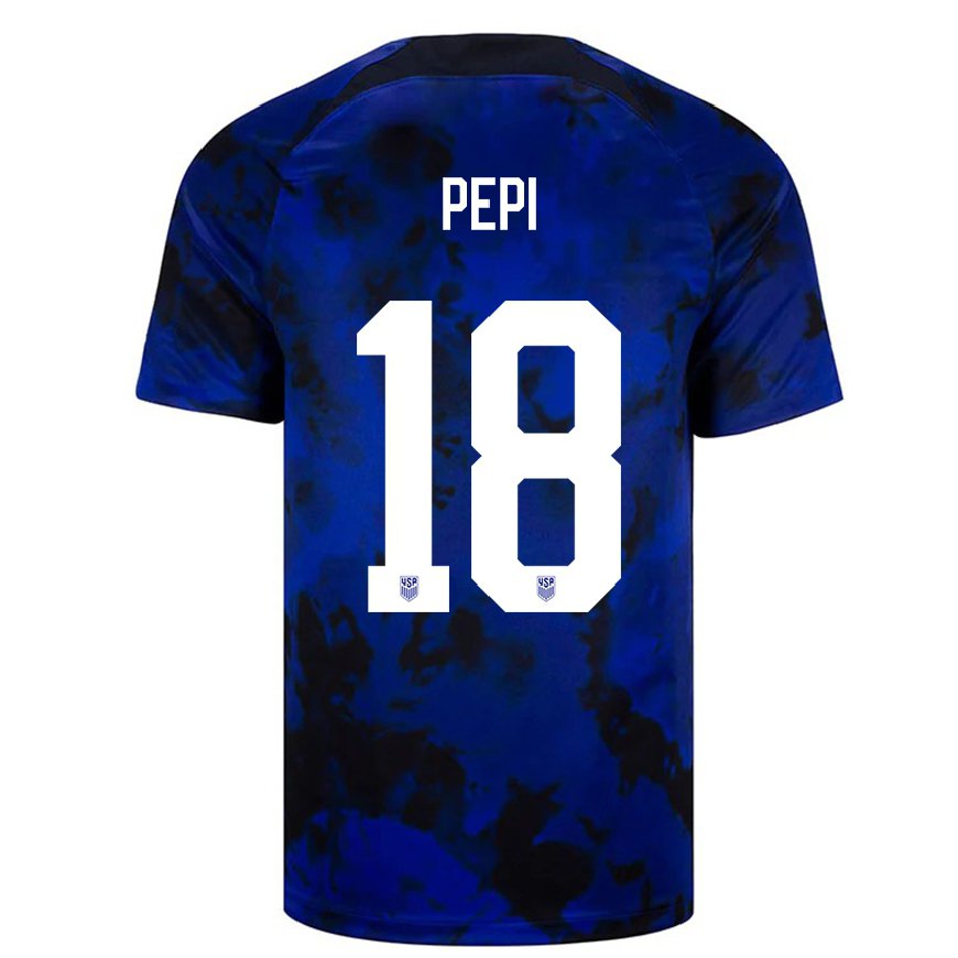 Kandiny Mujer Camiseta Estados Unidos Ricardo Pepi #18 Azul Real 2ª Equipación 22-24 La Camisa Chile