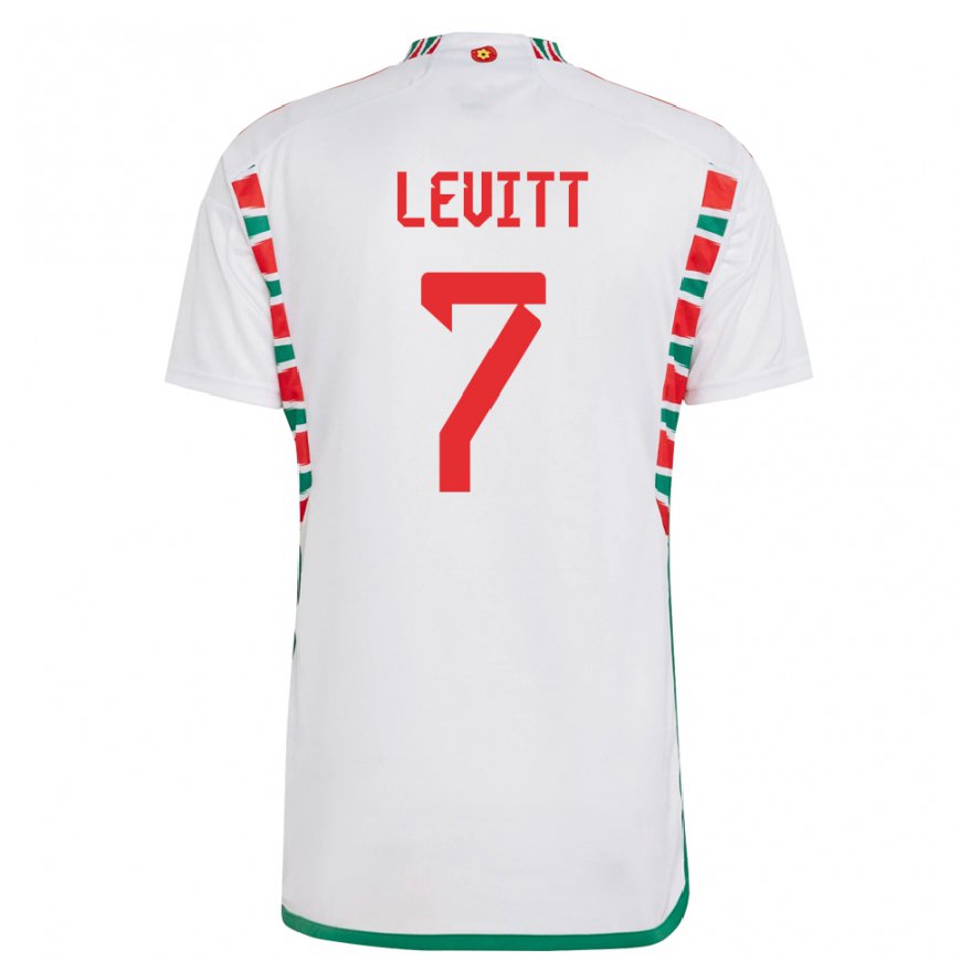 Kandiny Mujer Camiseta Gales Dylan Levitt #7 Blanco 2ª Equipación 22-24 La Camisa Chile