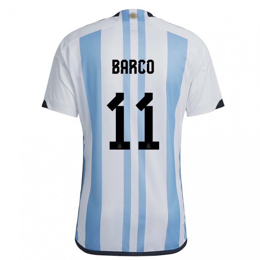 Kandiny Niño Camiseta Argentina Ezequiel Barco #11 Blanco Cielo Azul 1ª Equipación 22-24 La Camisa Chile
