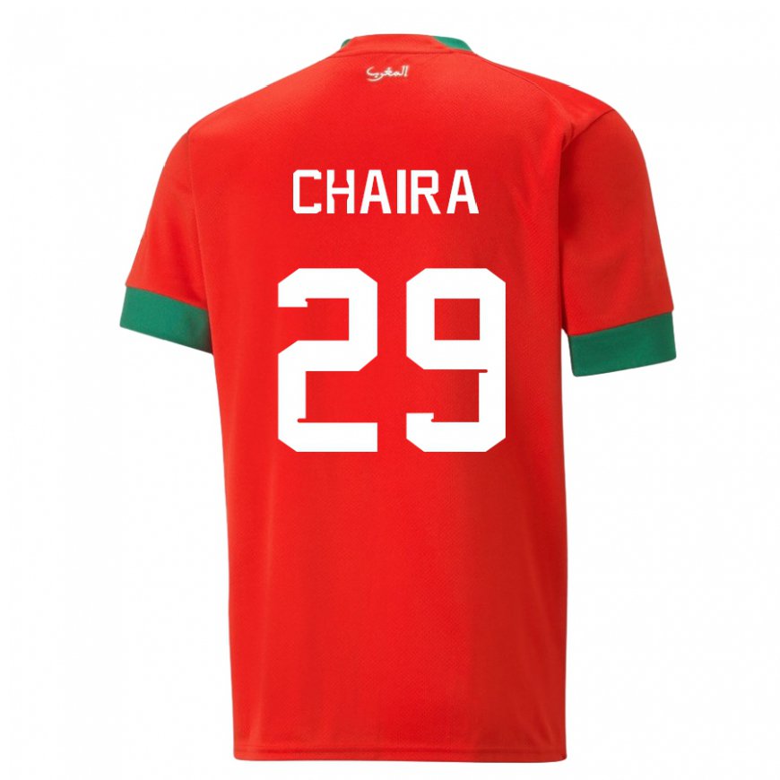 Kandiny Niño Camiseta Marruecos Ilyas Chaira #29 Rojo 1ª Equipación 22-24 La Camisa Chile