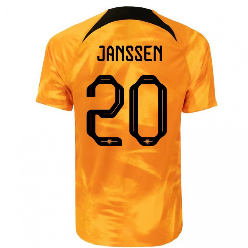 Kandiny Niño Camiseta Países Bajos Dominique Janssen #20 Naranja Láser 1ª Equipación 22-24 La Camisa Chile