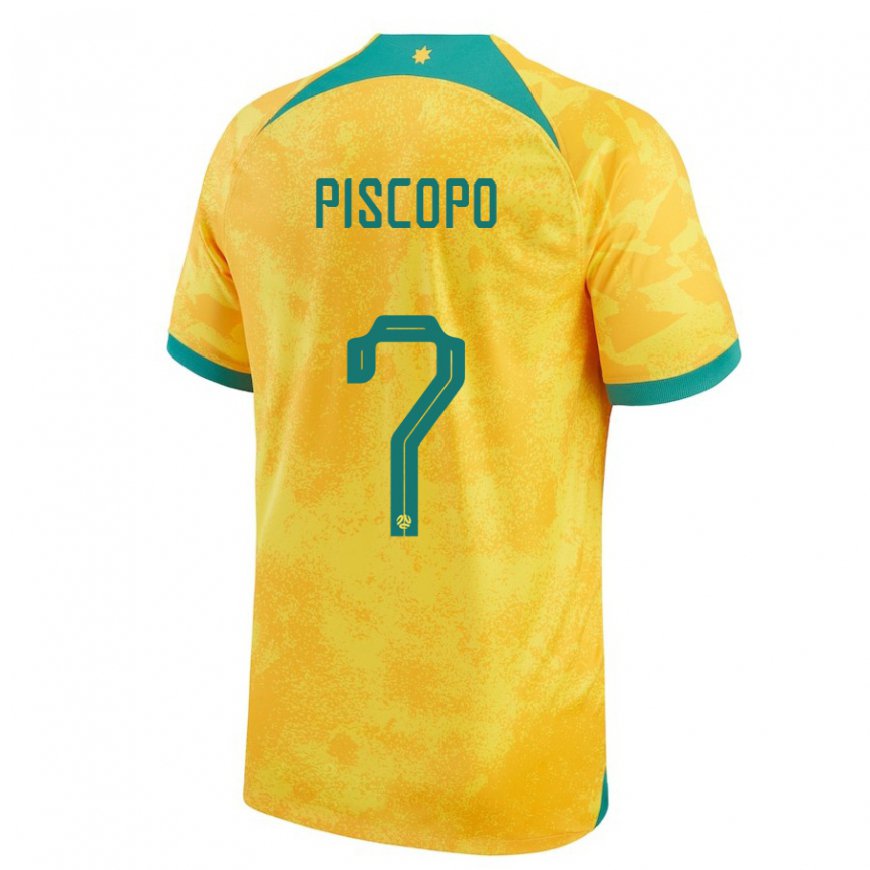 Kandiny Niño Camiseta Australia Reno Piscopo #7 Dorado 1ª Equipación 22-24 La Camisa Chile