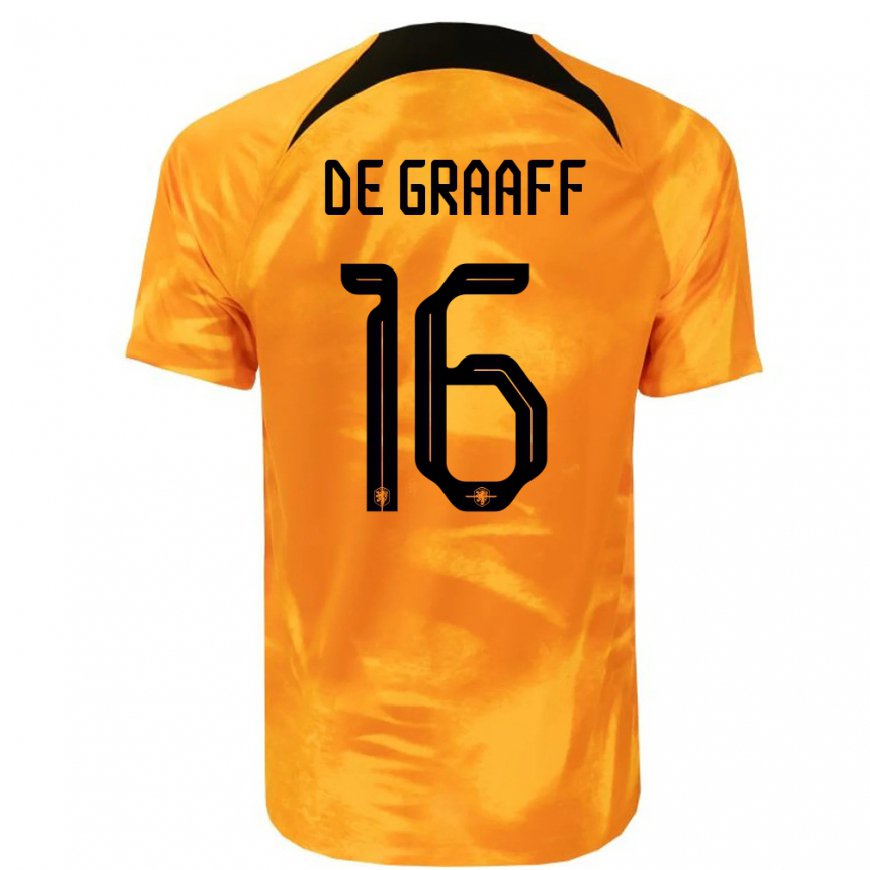 Kandiny Niño Camiseta Países Bajos Tom De Graaff #16 Naranja Láser 1ª Equipación 22-24 La Camisa Chile