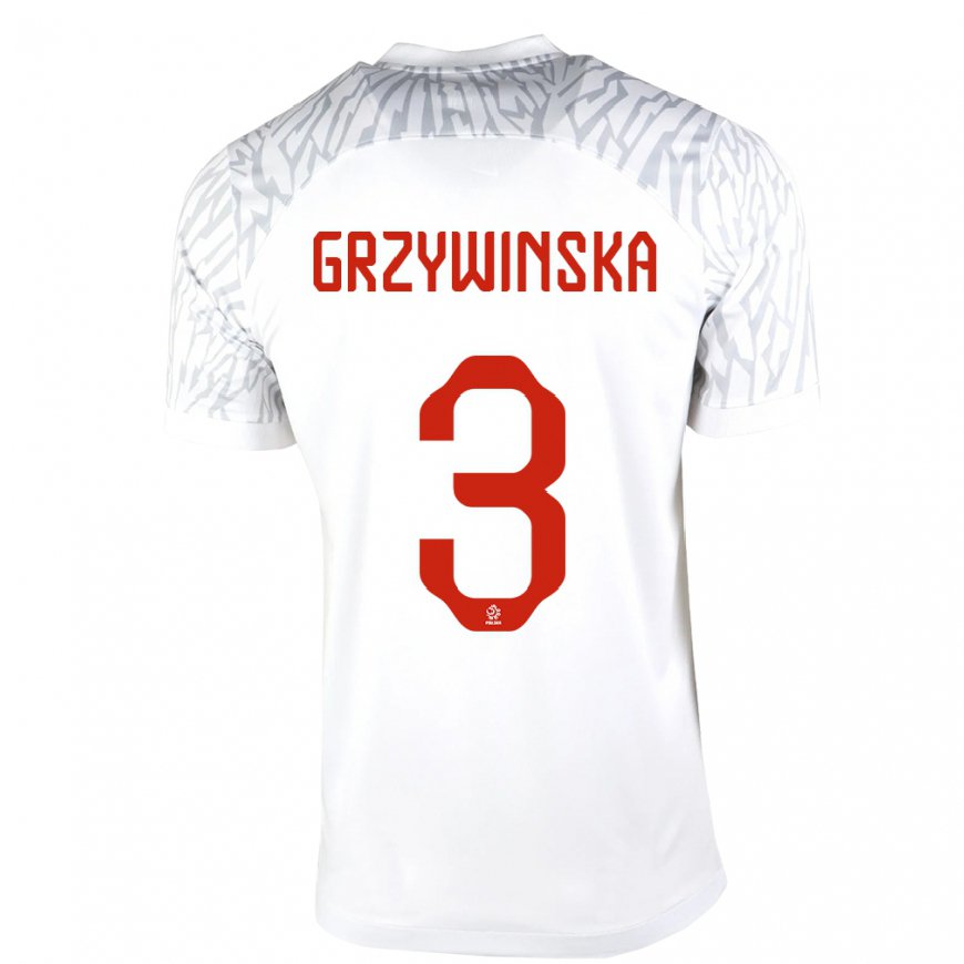 Kandiny Niño Camiseta Polonia Gabriela Grzywinska #3 Blanco 1ª Equipación 22-24 La Camisa Chile