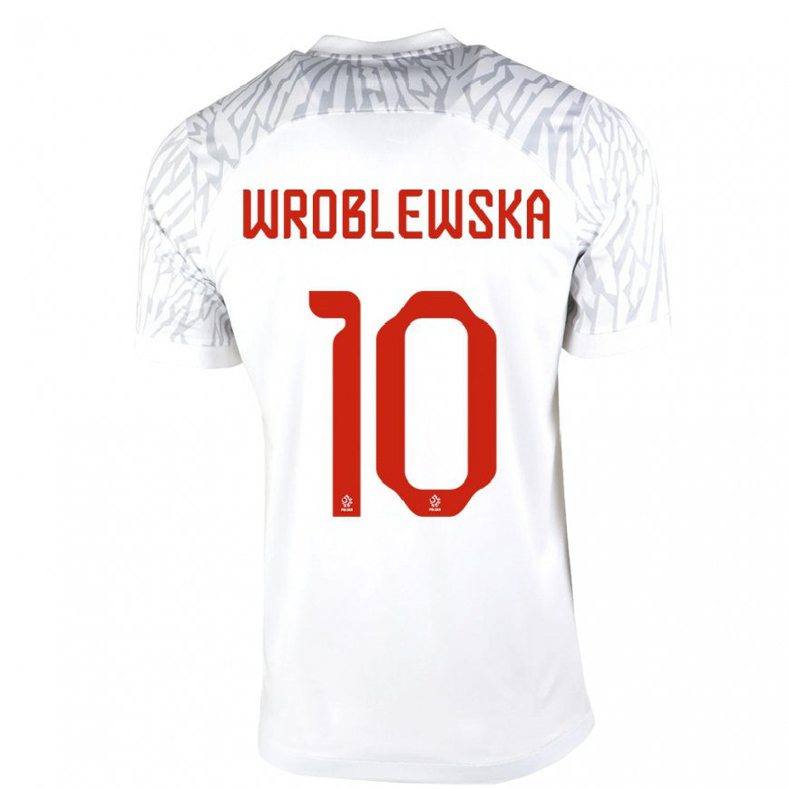 Kandiny Niño Camiseta Polonia Joanna Wroblewska #10 Blanco 1ª Equipación 22-24 La Camisa Chile