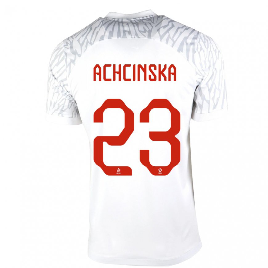 Kandiny Niño Camiseta Polonia Adriana Achcinska #23 Blanco 1ª Equipación 22-24 La Camisa Chile