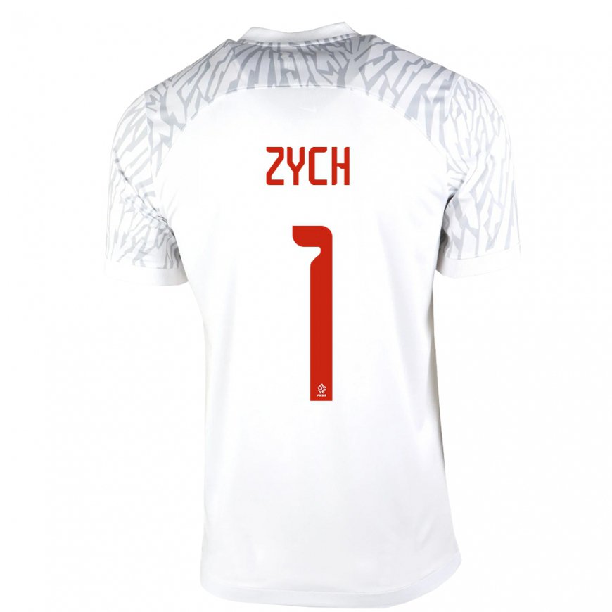 Kandiny Niño Camiseta Polonia Oliwier Zych #1 Blanco 1ª Equipación 22-24 La Camisa Chile