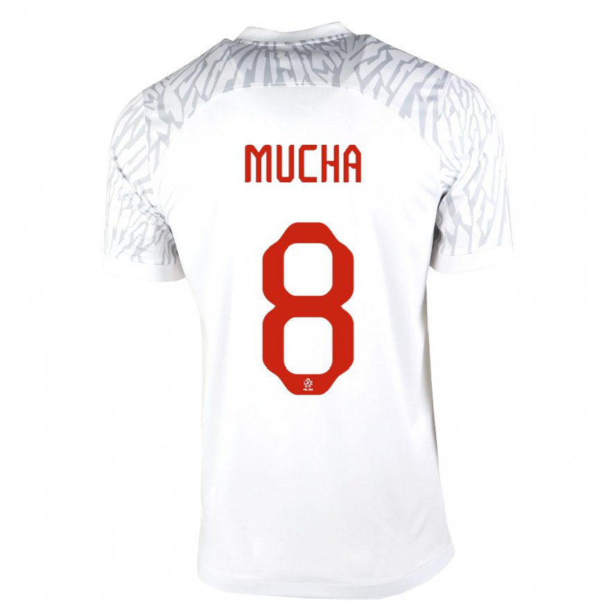 Kandiny Niño Camiseta Polonia Szczepan Mucha #8 Blanco 1ª Equipación 22-24 La Camisa Chile