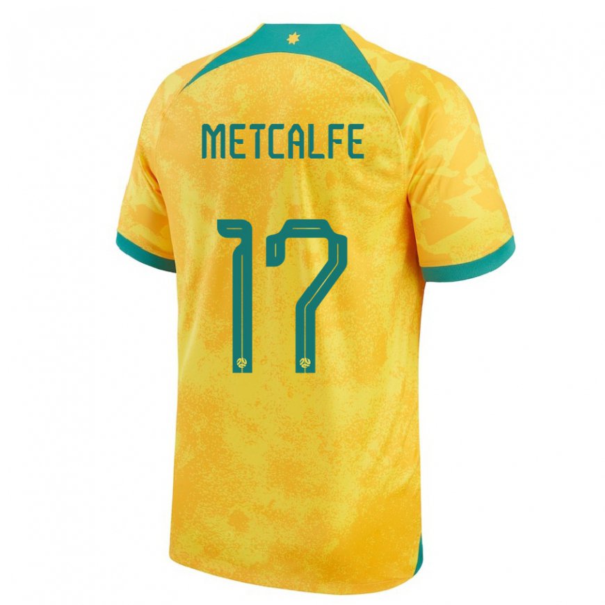 Kandiny Niño Camiseta Australia Conor Metcalfe #17 Dorado 1ª Equipación 22-24 La Camisa Chile