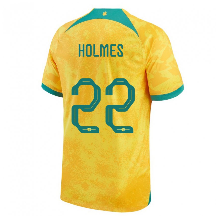 Kandiny Niño Camiseta Australia Jordan Holmes #22 Dorado 1ª Equipación 22-24 La Camisa Chile