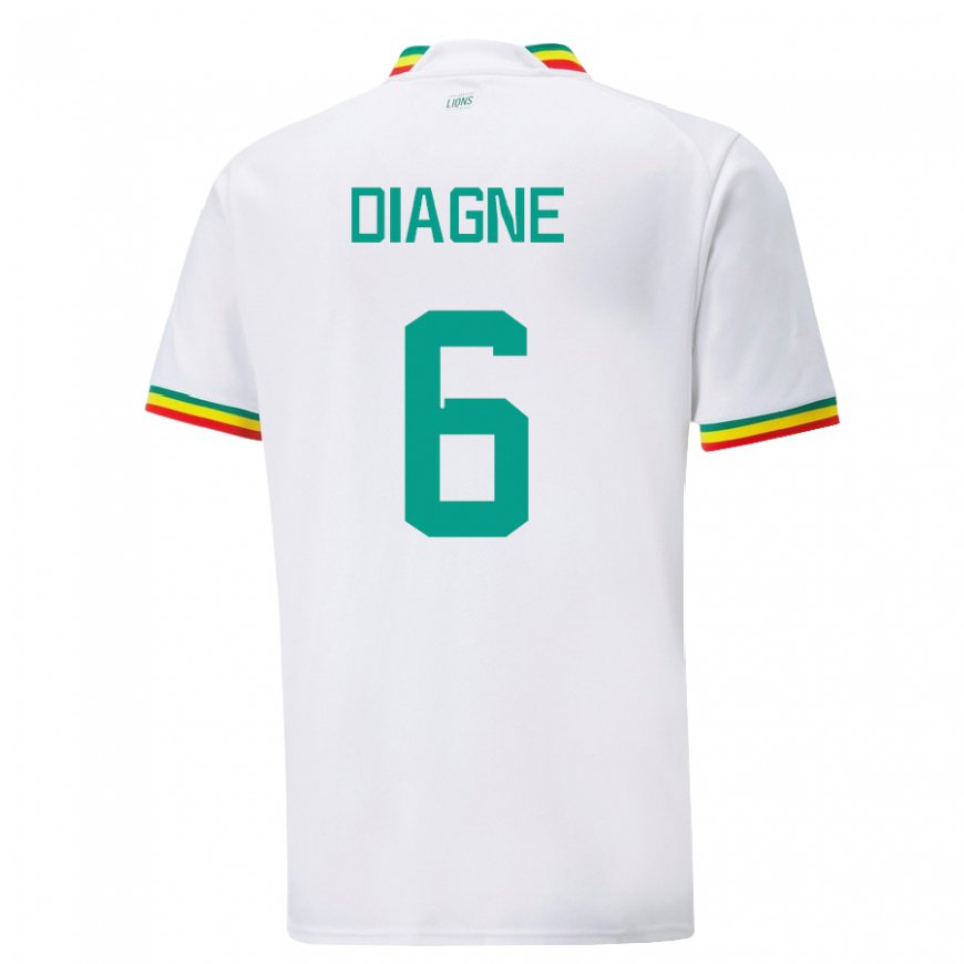 Kandiny Niño Camiseta Senegal Edmee Diagne #6 Blanco 1ª Equipación 22-24 La Camisa Chile
