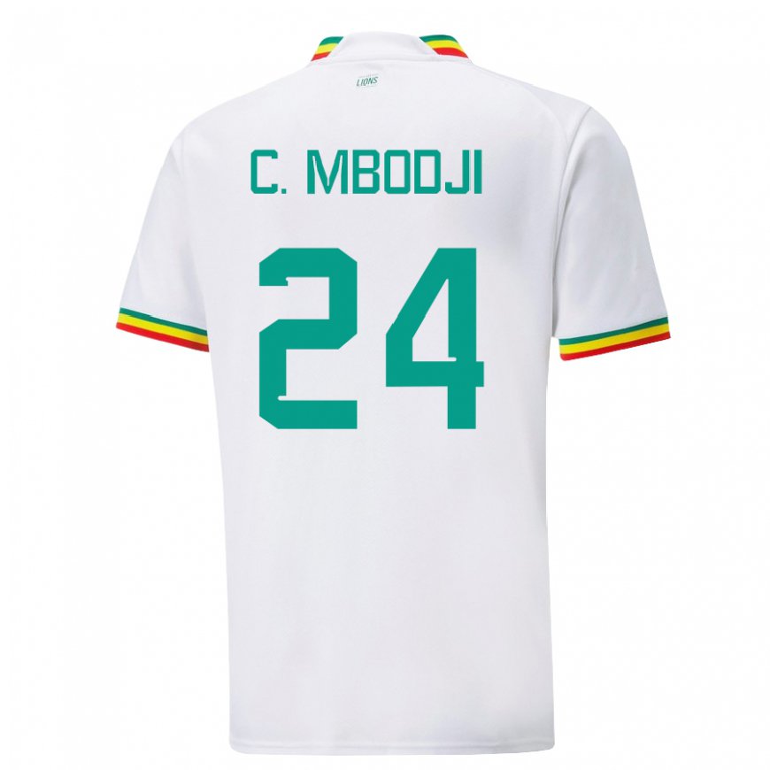 Kandiny Niño Camiseta Senegal Coumba Sylla Mbodji #24 Blanco 1ª Equipación 22-24 La Camisa Chile