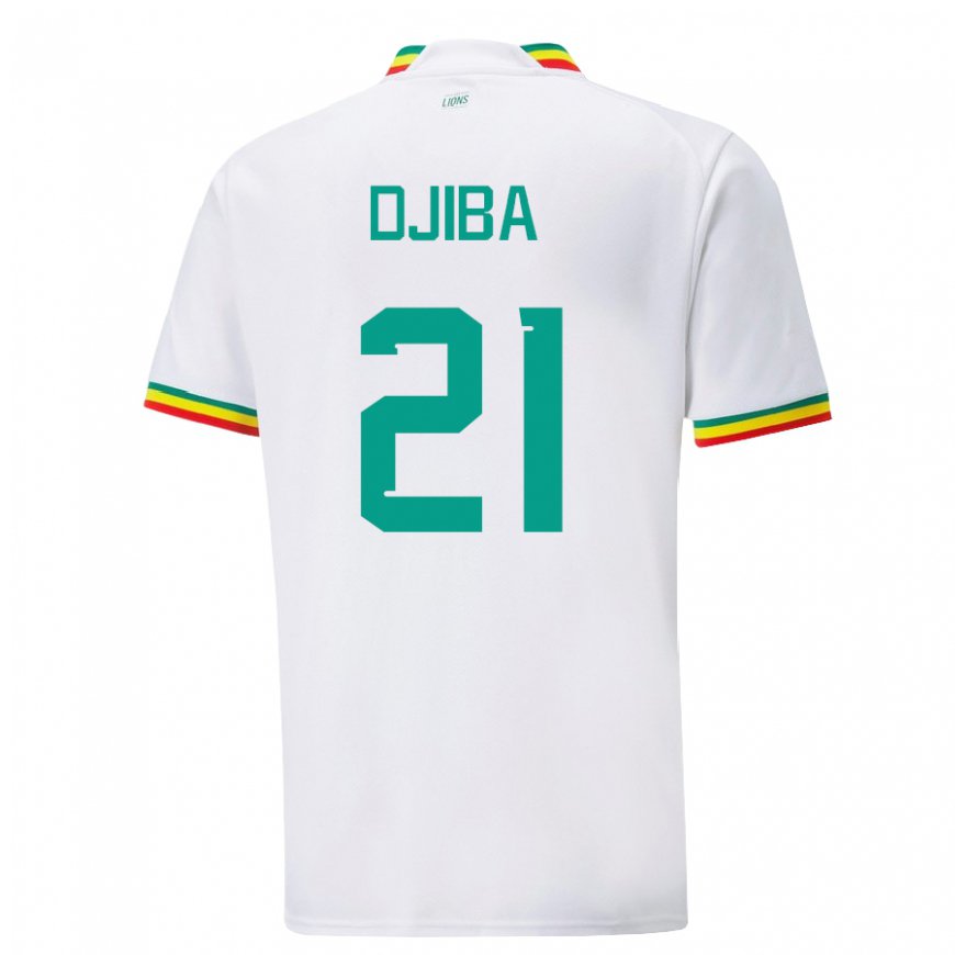 Kandiny Niño Camiseta Senegal Francois Djiba #21 Blanco 1ª Equipación 22-24 La Camisa Chile