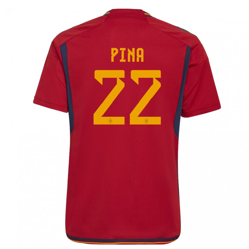 Kandiny Niño Camiseta España Claudia Pina #22 Rojo 1ª Equipación 22-24 La Camisa Chile