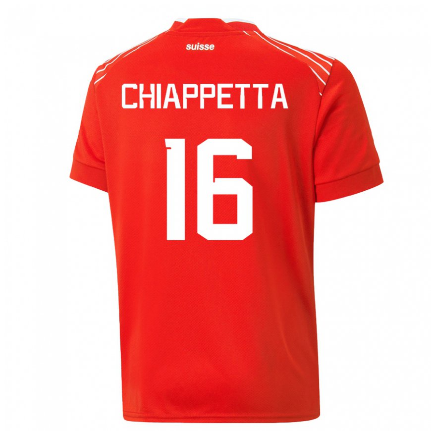Kandiny Niño Camiseta Suiza Carmine Chiappetta #16 Rojo 1ª Equipación 22-24 La Camisa Chile