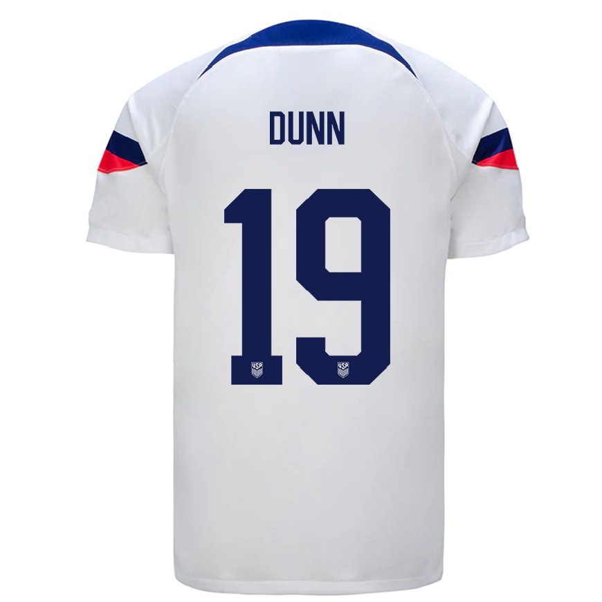 Kandiny Niño Camiseta Estados Unidos Crystal Dunn #19 Blanco 1ª Equipación 22-24 La Camisa Chile