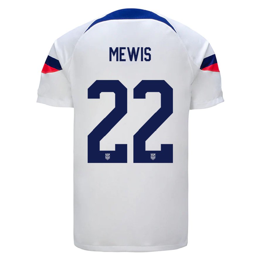 Kandiny Niño Camiseta Estados Unidos Kristie Mewis #22 Blanco 1ª Equipación 22-24 La Camisa Chile