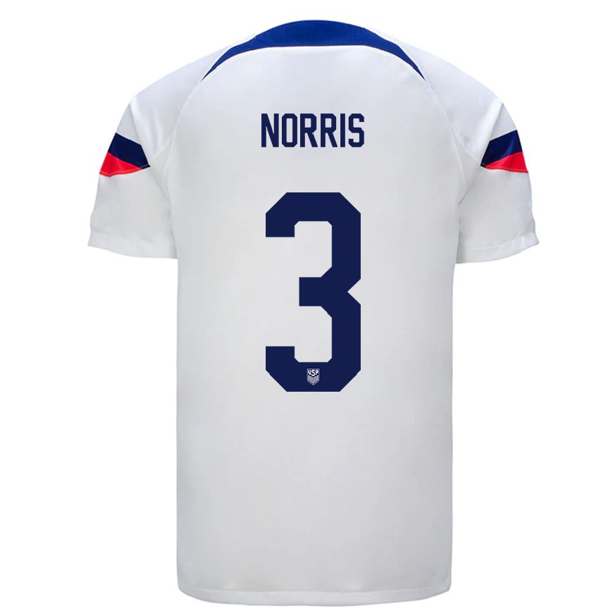 Kandiny Niño Camiseta Estados Unidos Nolan Norris #3 Blanco 1ª Equipación 22-24 La Camisa Chile
