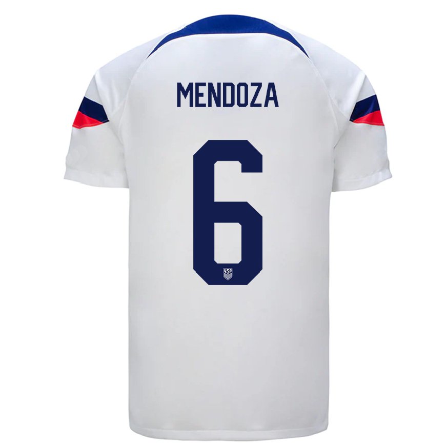 Kandiny Niño Camiseta Estados Unidos Edwyn Mendoza #6 Blanco 1ª Equipación 22-24 La Camisa Chile