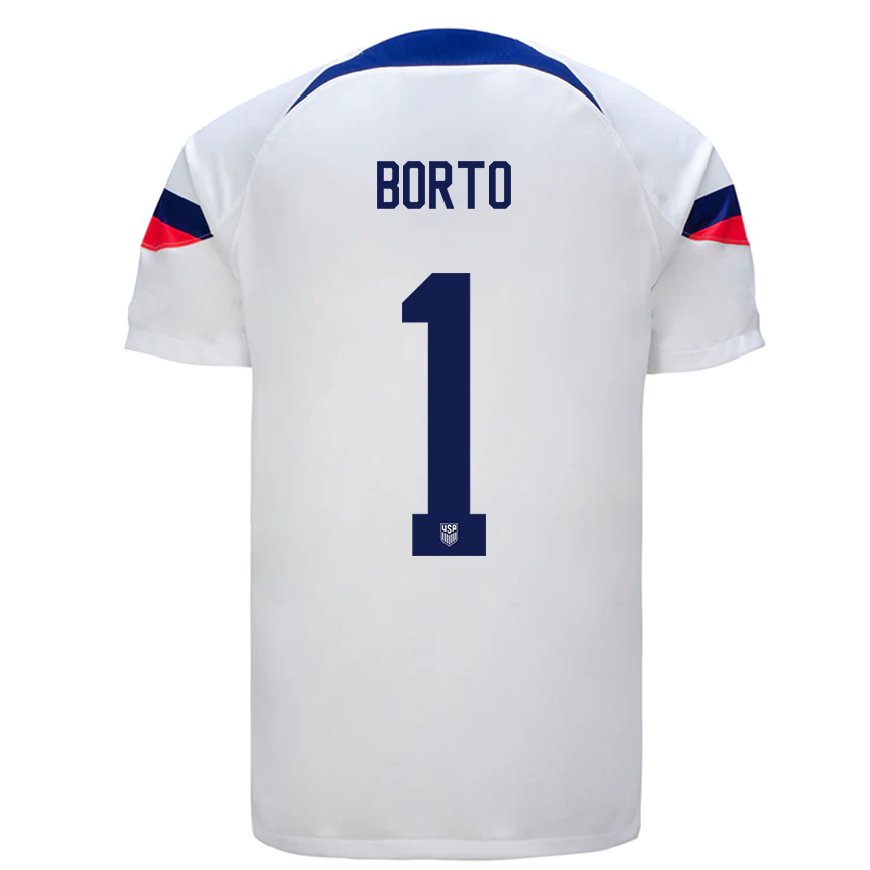 Kandiny Niño Camiseta Estados Unidos Alexander Borto #1 Blanco 1ª Equipación 22-24 La Camisa Chile