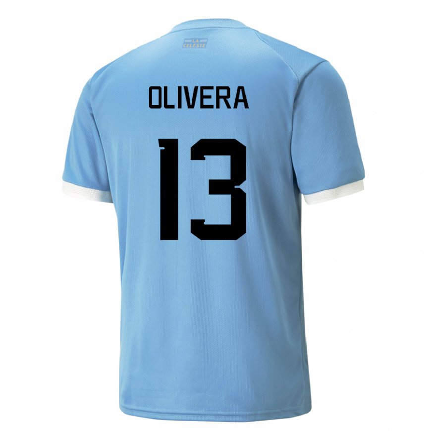 Kandiny Niño Camiseta Uruguay Sofia Olivera #13 Azul 1ª Equipación 22-24 La Camisa Chile
