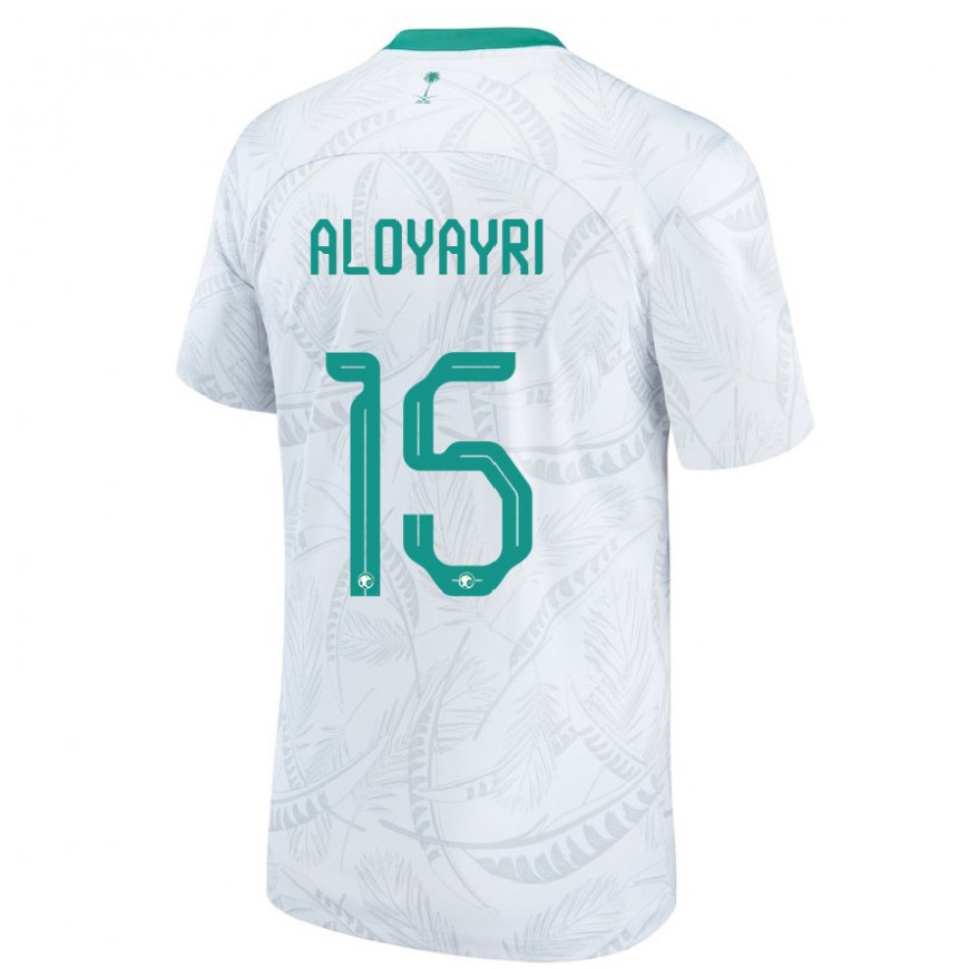 Kandiny Niño Camiseta Arabia Saudita Abdulmalik Aloyayri #15 Blanco 1ª Equipación 22-24 La Camisa Chile