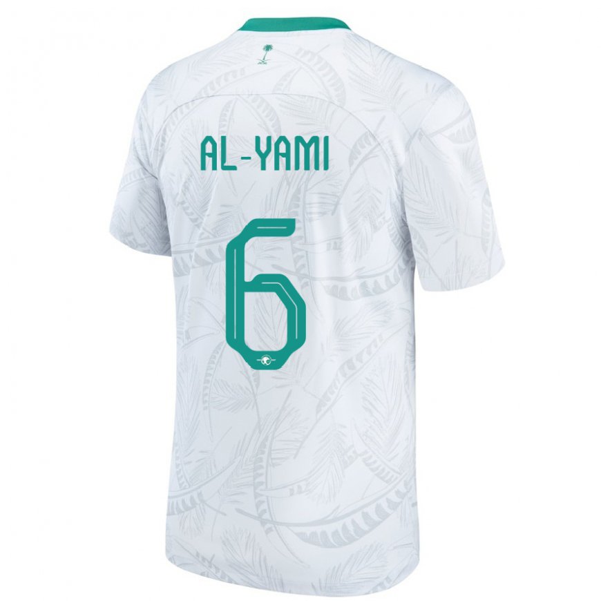 Kandiny Niño Camiseta Arabia Saudita Mohammed Al Yami #6 Blanco 1ª Equipación 22-24 La Camisa Chile