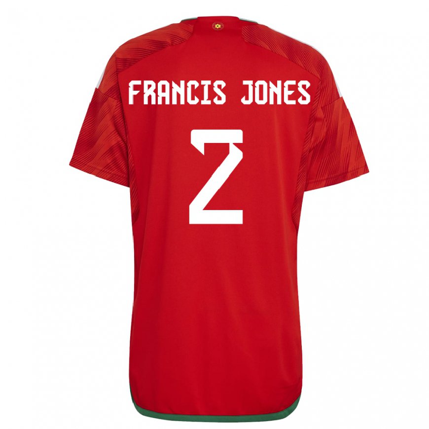 Kandiny Niño Camiseta Gales Maria Francis Jones #2 Rojo 1ª Equipación 22-24 La Camisa Chile