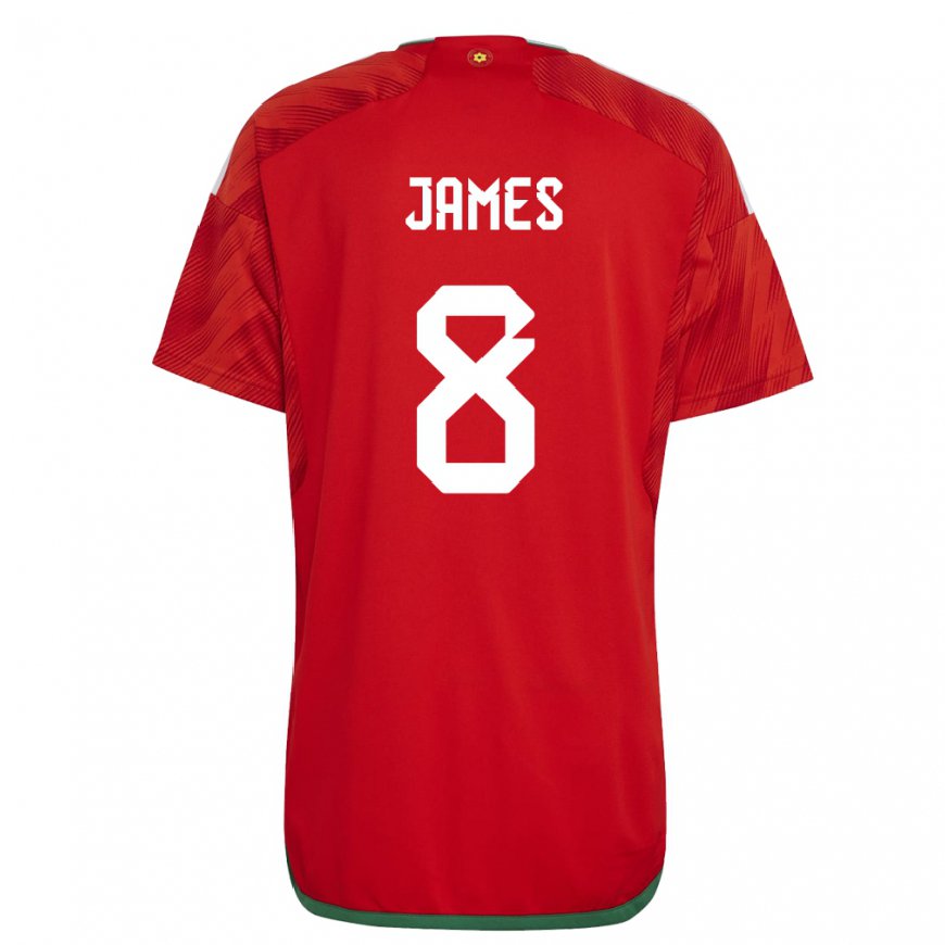 Kandiny Niño Camiseta Gales Angharad James #8 Rojo 1ª Equipación 22-24 La Camisa Chile