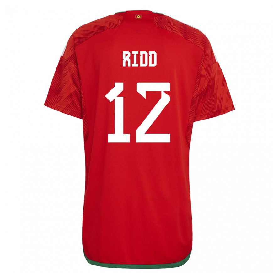 Kandiny Niño Camiseta Gales Lewis Ridd #12 Rojo 1ª Equipación 22-24 La Camisa Chile