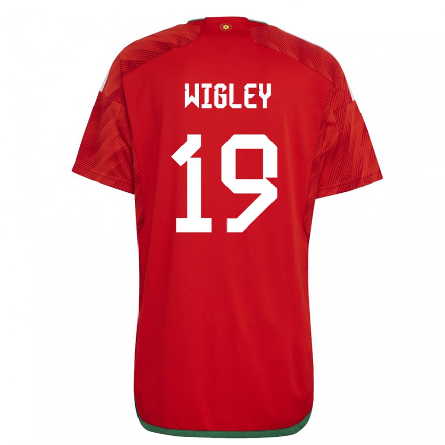 Kandiny Niño Camiseta Gales Morgan Wigley #19 Rojo 1ª Equipación 22-24 La Camisa Chile