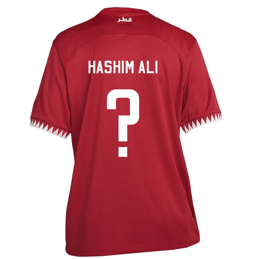 Kandiny Niño Camiseta Catar Hashim Ali #0 Granate 1ª Equipación 22-24 La Camisa Chile