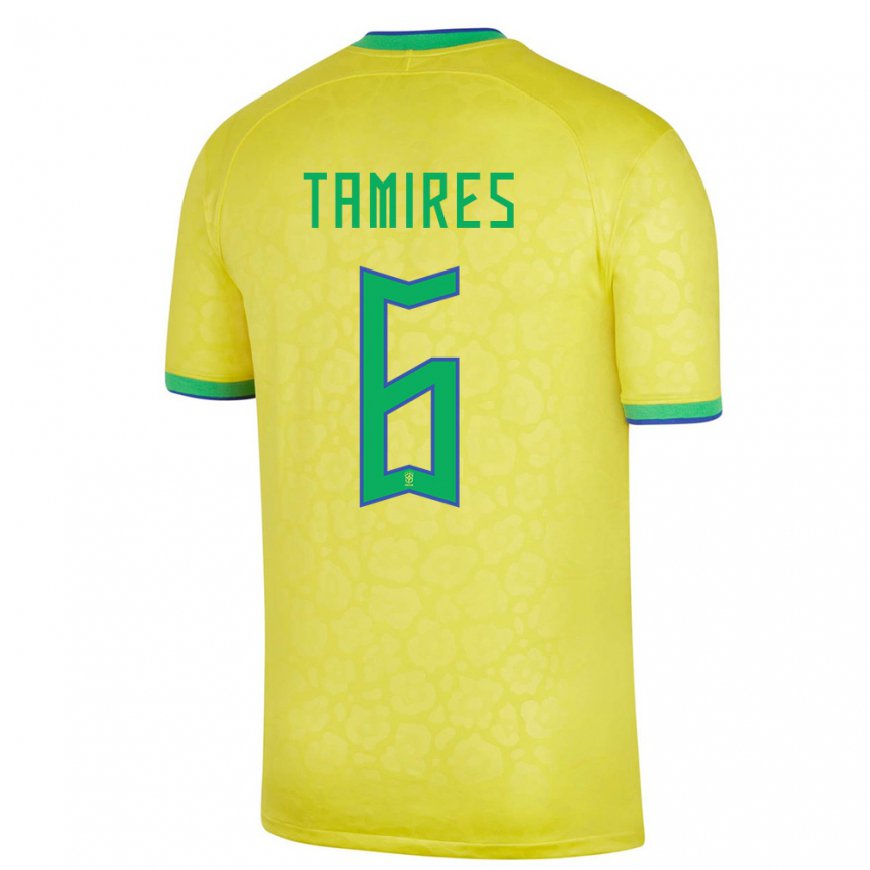 Kandiny Niño Camiseta Brasil Tamires #6 Amarillo 1ª Equipación 22-24 La Camisa Chile