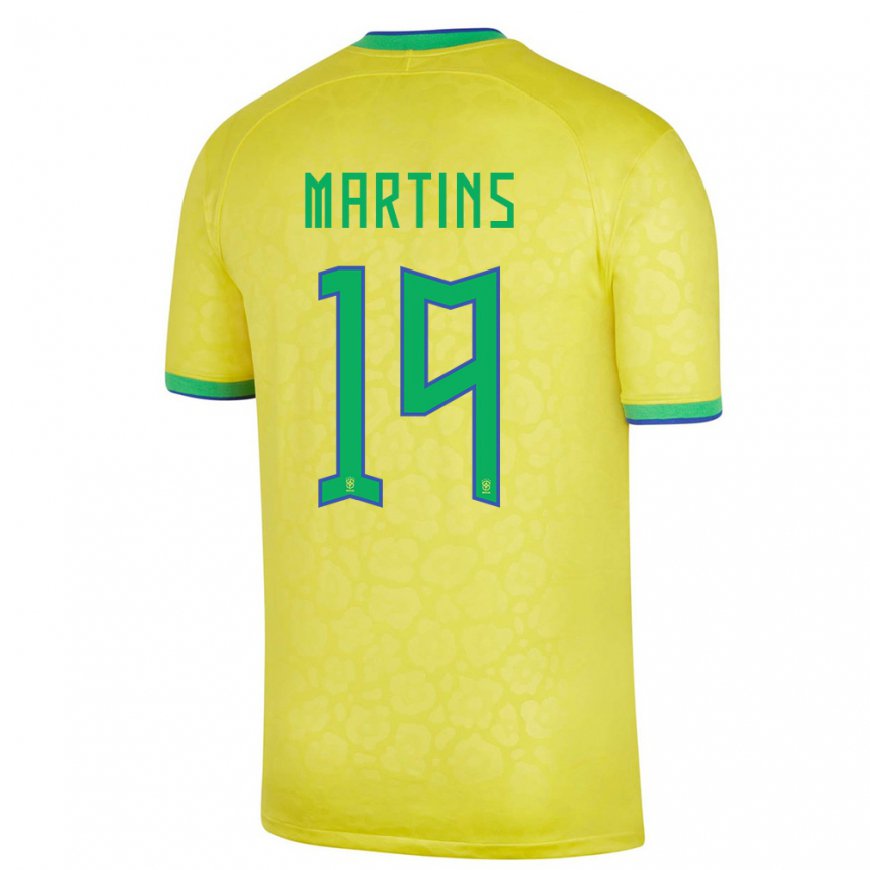 Kandiny Niño Camiseta Brasil Matheus Martins #19 Amarillo 1ª Equipación 22-24 La Camisa Chile